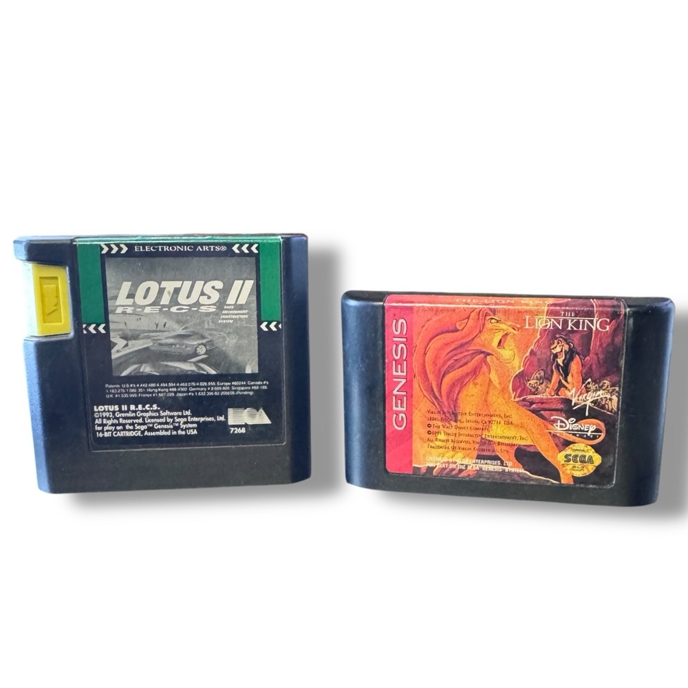 Sega Genesis Games Lotus II RECS & The Lion King Games Only No Case